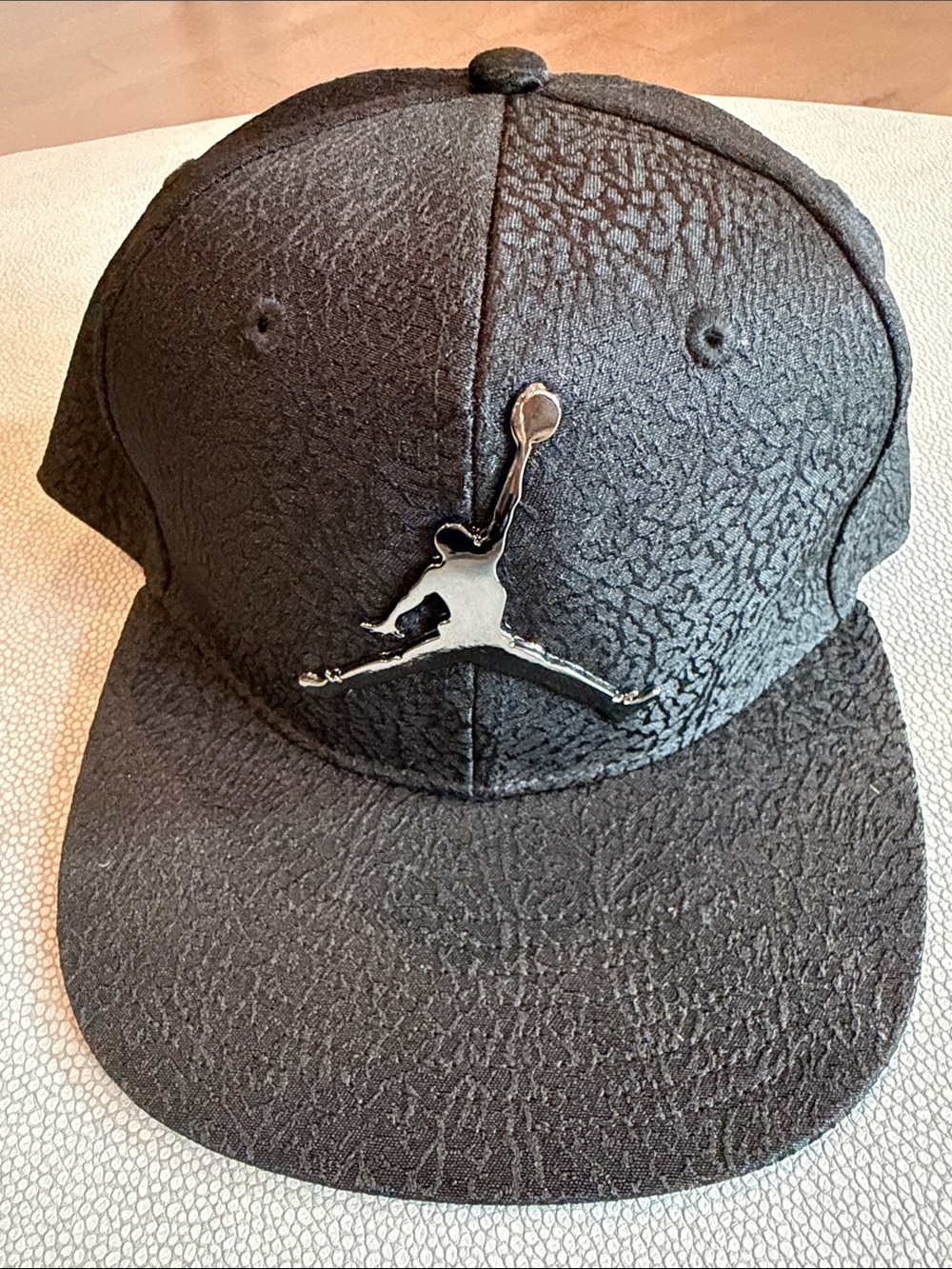 Jordan Youth Black Textured Snapback with Mirrored Jumpman Emblem